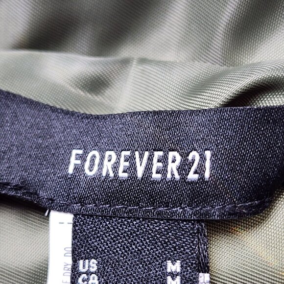 Forever 21 Reversible Olive Green Bomber Jacket Size M - Picture 4 of 13